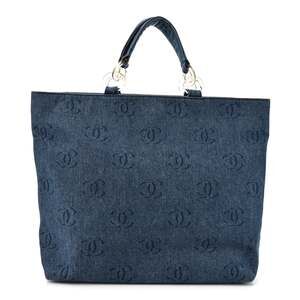 Chanel Denim Large Cc Tote Dark Navy #240559C11B